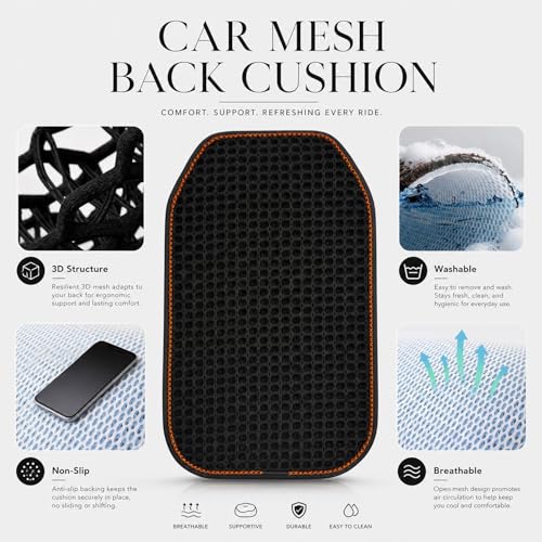 Cool and Breathable 3D air MESH car seat Cushion for Summer, Universal Ventilated Comfortable seat pad, Suitable for sedans, Vans, Pickup Trucks, and SUVs (Black Back cushion-1PCS) - color: Black Back Cushion-1pcs