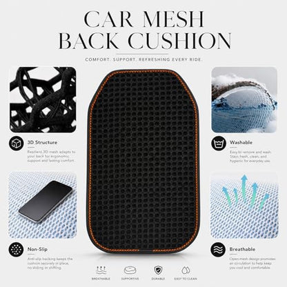 Cool and Breathable 3D air MESH car seat Cushion for Summer, Universal Ventilated Comfortable seat pad, Suitable for sedans, Vans, Pickup Trucks, and SUVs (Black Back cushion-1PCS) - color: Black Back Cushion-1pcs