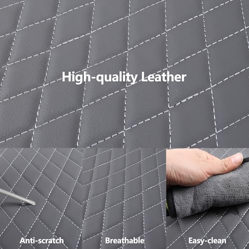 HChengkikz Car Seat Covers, Breathable and Waterproof Leather Seat Covers, Luxury PU Universal Fit Automotive Airbag Compatible for Most Cars Sedans SUV and Truck (2 Pieces, Front Seat, Grey) - color: N1 Gray, size: Front Seat