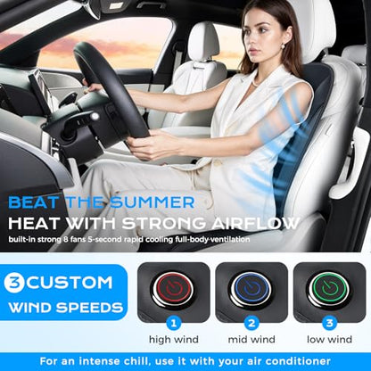 Coverado Upgraded Cooling Car Seat Cover Front Seat, 12V-24V Ventilated Cooling Seat Cover 3 Adjustable Wind Speeds Long Lasting Coolness Summer Driving Universal Fit for Car SUV Truck, Classic Black - color: Black-a