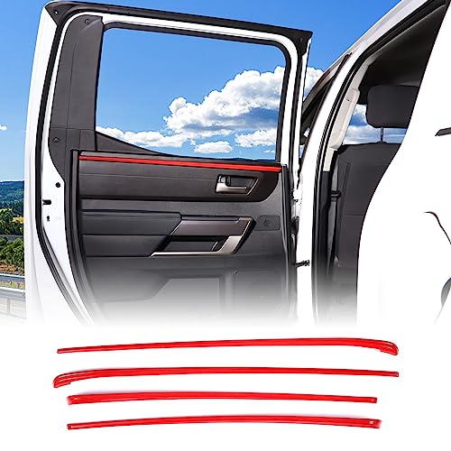 Aunginsy Car Inner Door Panel Strips Trim Compatible with Toyota Tundra Crew Max 2022-2026, Pickup Truck Front Rear Door Armrest Panel Molding Decorative Cover Protector ABS Interior Accessories - color: Red