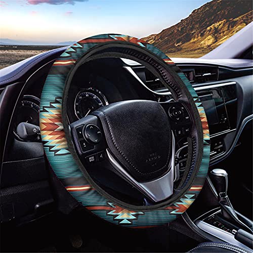 GLENLCWE Southwestern Navajo Native African Aztec Print Universal 15 inch Car Steering Wheel Cover,Anti-Slip Steering Wheel Cover - color: Southwestern Navajo