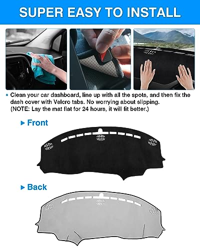 Autorder Dashboard Cover Mat for 2015-2024 Dodge Challenger Accessories Dash Cover Flannel Dash Mat Sunshade Glare UV Rays Protector - size: 2015-2024 Dodge Challenger