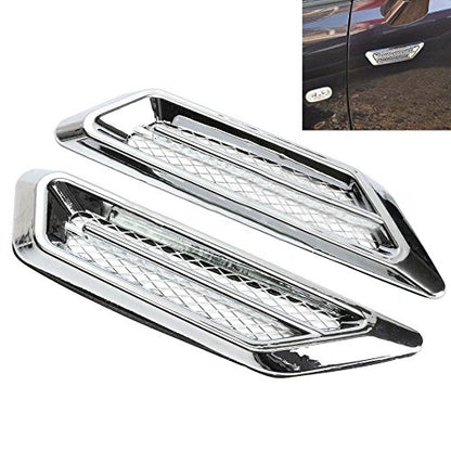 TuTuYa Car Side Mesh Vent, Universal Car Air Flow Chrome Fender Side Vent Decor Sticker Accessories,1 Pair