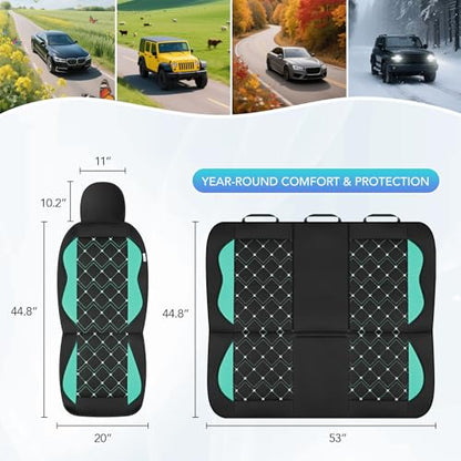 Road Comforts Seat Covers, Premium Leather Car Seat Covers Full Set for Women Girls,Airbag Compatible, Automotive Seat Covers Universal Fit Most Cars,Vans,Truck,SUV - color: Mint Full Set
