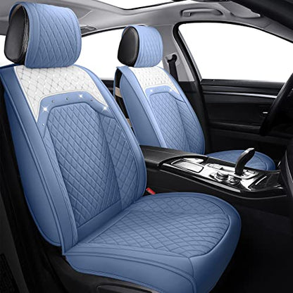 Diamond Bling Seat Covers for Women Waterproof Leather Universal for Nissan Altima Rogue Murano Xterra Frontier Honda Civic Toyota Camry Kia Soul Chevy Malibu Lexus(Full Set, Blue) - color: Full Set/Blue-Sparkly