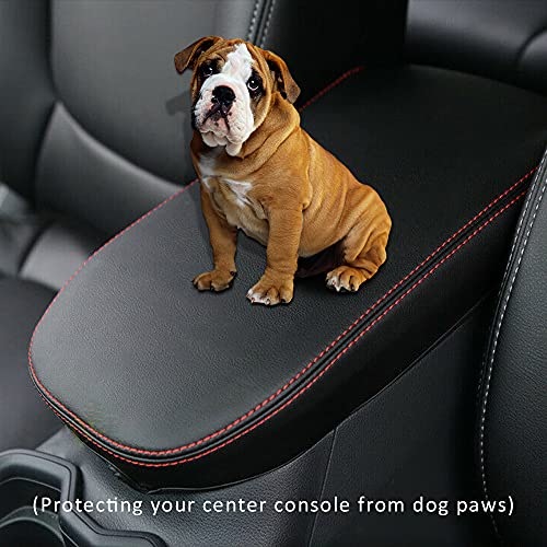 INTGET for Toyota RAV4 Accessories 2025 2024 2023 2022 2021 2020 2019 and 2021-2024 RAV-4 Prime Center Console Cover Leather Armrest Middle Console Lid Cover Arm Rest Covering Car(Red) - color: red