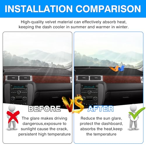 Autorder Dashboard Cover Mat for 2007-2013 Chevy Silverado Sierra,2007-2014 Chevy Tahoe Suburban Denali Avalanche&GMC Yukon/XL Without Dash Speaker&Only One Glove Box Accessories Velvet Dash Cover - size: 07-13 Silverado 1 Glove Box(A)
