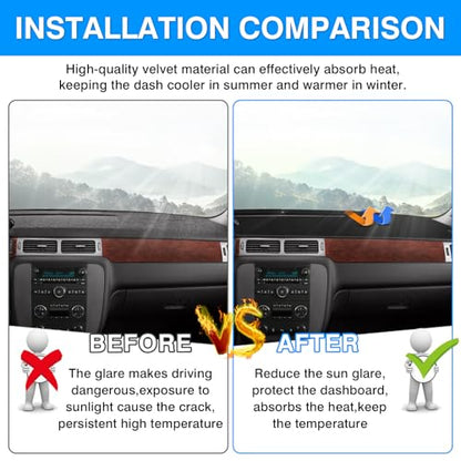 Autorder Dashboard Cover Mat for 2007-2013 Chevy Silverado Sierra,2007-2014 Chevy Tahoe Suburban Denali Avalanche&GMC Yukon/XL Without Dash Speaker&Only One Glove Box Accessories Velvet Dash Cover - size: 07-13 Silverado 1 Glove Box(A)