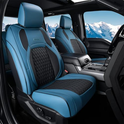 Coverado Seat Covers Dodge RAM 1500, Waterproof Leatherette Seat Covers Full Coverage for Car Compatible with 2009-2018 Dodge Ram 1500, 2010-2024 Ram 2500 3500 Dodge RAM, Curved Front/Blue - color: Blue, size: Curved Front&No Rear