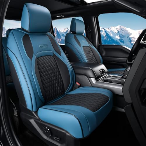 Coverado Seat Covers Dodge RAM 1500, Waterproof Leatherette Seat Covers Full Coverage for Car Compatible with 2009-2018 Dodge Ram 1500, 2010-2024 Ram 2500 3500 Dodge RAM, Curved Front/Blue - color: Blue, size: Curved Front&No Rear