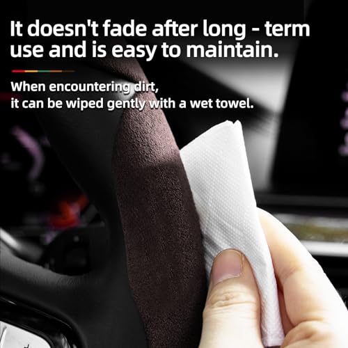Suede Thin Car Steering Wheel Cover, 3 Piece, Fits 14-16 inch Round Steering Wheels, Mocha - color: Mocha, size: 3pcs: Fits Round Steering Wheels