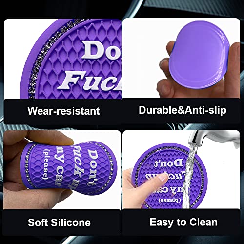 Car Cup Coasters 2 Pack - Bling Interior Accessories, Universal Cup Holder Inserts for SUV/Truck (Purple, 2PC) - color: Purple-2pc