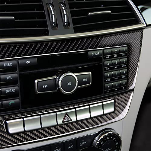 for Mercedes-Benz C-Class W204 2011-2013 Real Soft Carbon Fiber Center Console Dashboard Air Conditioning Control Button AC CD Media Frame Cover Trim Sticker Car Interior Accessories - color: CD Control Panel