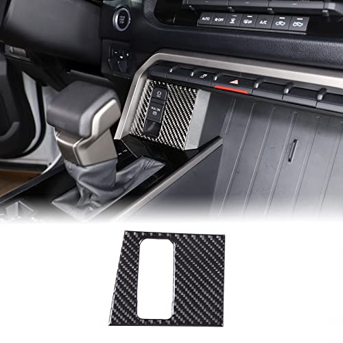 Car Central Electronic Handbrake Button Trim Sticker Compatible with Toyota Tundra/Sequoia 2022-2023 Carbon Fiber Center Console Electronic Handbrake Button Protect Frame Decor Cover Trim Accessories - color: Real Carbon Fiber Pattern