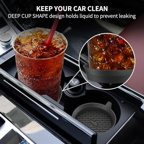 ME.FAN Car Cup Holder Coasters [4 Pack] Silicone Cups Mats, Automotive Universal Non-Slip Recessed Interior Accessories Black - color: 4 Pack-black