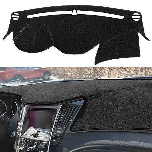 Dash Cover Mat Custom Fit for Hyundai Sonata 2011 2012 2013 2014 with Cutout for Speakers, Dashboard Cover Pad Protector F81 - color: 11-14 Black
