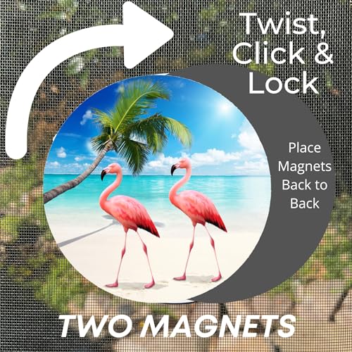 Screen Door Magnets Double Sided – Keep People, Kids, and Dogs from Running into the Screen Door - Robbins Aria Flamingos - color: Flamingos