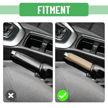 Emergency Brake Parking Handle Cover Compatible with Ford Focus 2012 2013 2014 2015 2016 2017 2018, Comfortable Handbrake Grip Protector Cover Beige