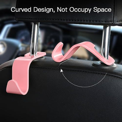 Soleebee 4 Pack Car Seat Hooks - Universal Auto Hooks, Back Seat Hangers, Storage Organizer (Pink) - color: Pink