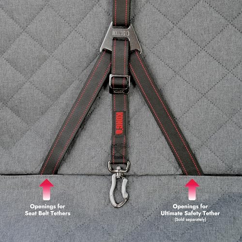 KONG Dog Car Seat Cover & Hammock 2-in-1 for Cars & SUV’s - Seat Protector Against Pet Fur & Dirt - Waterproof & Non-Slip with Mesh Visibility Window