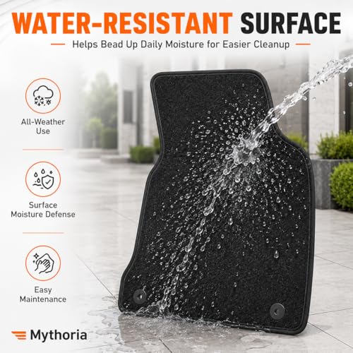 Mythoria Custom Fit Car Floor Mats Fit for Toyota Highlander 7Passengers 2009 2010 2011 2012 2013, Waterproof Velour Carpet Full Set, All-Weather Protection, Anti-Slip Backing, Odorless, Black
