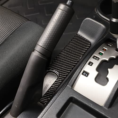 Soft Carbon Fiber Handbrake Panel Trim Cover Compatible with Toyot@ FJ Cruiser 2007-2021, Center Console Emergency Brake Panel Protection Sticker Accessories (Black) - color: Black