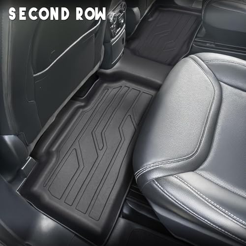 KARPAL Floor Mats for 2020-2025 Ford Explorer (Fit 6 & 7 Seat), Custom Fit TPE All Weather Ford Explorer Accessories 1st & 2nd & 3th Row Floor Liner & Trunk Mat with Backrest Mat - style: 2020-2025 | For Ford Explorer | Full Set
