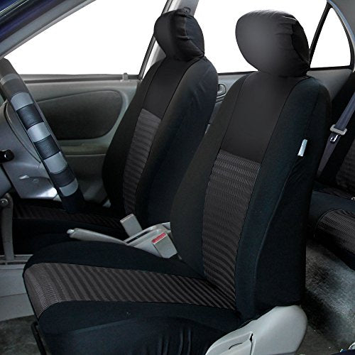 FH Group Trendy Elegance 3D Air Mesh Car Seat Covers - Universal Fit, Washable Seat Cover for SUV, Sedan, Van, Black, Full Set