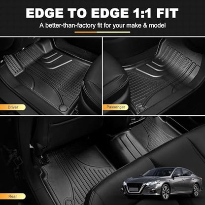 Floor Mats & Cargo Liner Fit for Nissan Altima 2019-2025 2026, Front & 2nd Row, TPE Rubber All Weather Protection Heavy Duty Floor Liners Anti-Slip Car Mats Nissan Altima Accessories - style: 7)19-25 Altima Floor & Cargo Mats