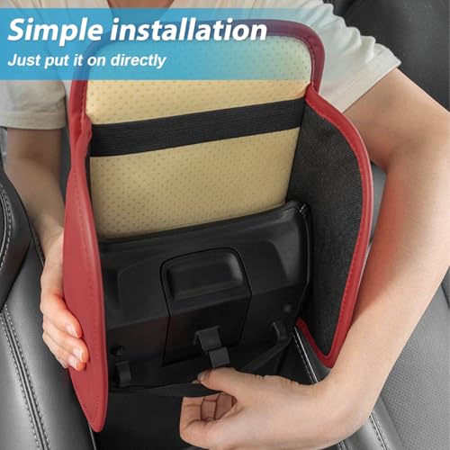 Car Center Console Cover with 2 Storage Bags, Auto Interior Arm Rest Storage Box Pad Accessories, Carbon Fiber Leather Vehicle Armrest Cushion, Universal for SUV, Truck, RV (Black)