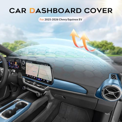 Upgraded Gray Dashboard Cover for 2025-2026 Chevy Equinox EV Accessories,Custom Fit Dash Cover Carpet Sunshade Pad UV Protection Anti-Glare Non-Slip【Sensor Friendly】 - size: 25+Equinox EV Dash Cover(Gray)