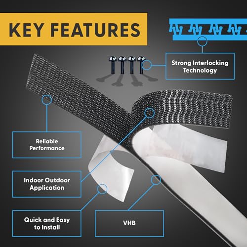 Industrial Strength - 10FT 10 Pack Black Indoor/Outdoor Adhesive Mounting Tape - Self Mating Reclosable Fastener Compatible with 3M SJ3550 / SJ3560 Dual Lock - size: 10 FT X 10 PACK, style: Black
