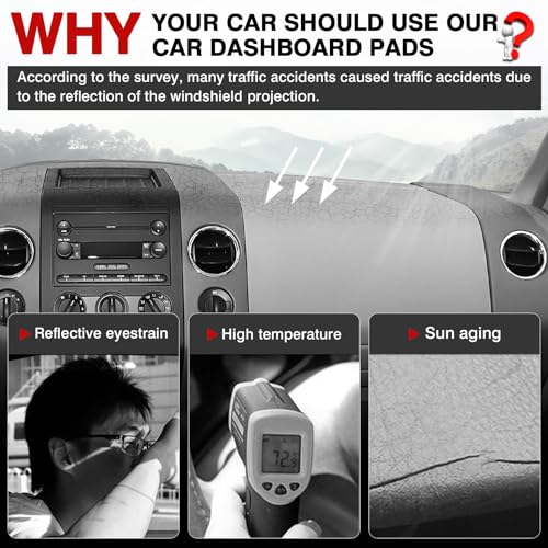 Autorder Dashboard Cover Mat for Ford F150 2004 2005 2006 2007 2008 Accessories Dash Cover Upgrade Velvet Dash Mat Sunshade Glare UV Rays Protector - size: 2004-2008 F150 (Black)