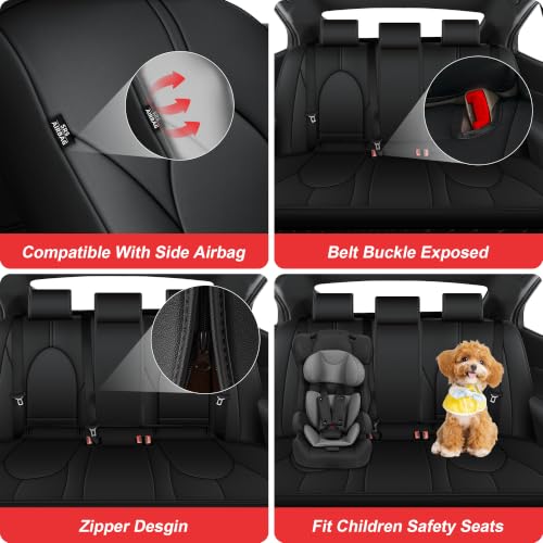 TTX LIGHTING Custom Fit Car Seat Covers for Toyota Camry 2018 2019 2020 2021 2022 2023 2024 Full Set Waterproof Faux Leather Airbag Compatible Seat Covers Black - size: 4.Camry 2018-2024 5 Seat Full Set