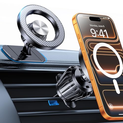 for Magsafe Car Mount【20 Strong Magnets】Magnetic Phone Holder for Car Phone Holder Mount Dash Mounted Holders Cell Phone Holders for Your Car Accessories for Women Men for iPhone 17 16 15 14 - color: Carbon Fiber