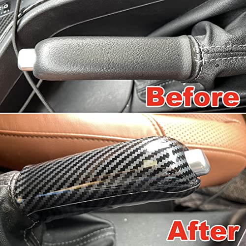 ruihe Carbon Fiber Color Parking Handbrake Hand Brake Handle Cover Trim Fit for Ford Ranger 2016 2017 2018 2019 2020 2021 2022 accessories