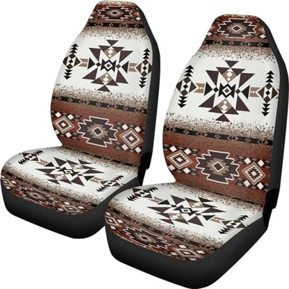 Geometric Navajo Ethnic Tribe Print Car Seat Covers, 2 Pieces Washable Vehicles Front Seat Protectors, Scratch-Resistant Bucket Seat Cover Fits Most Vehicles, Sedans, Trucks, SUVs, Vans - color: Geometric Navajo Ethnic Tribe