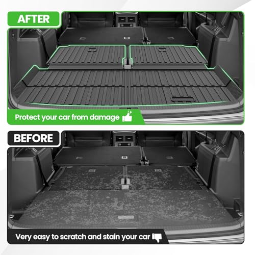 Cargo Liner for VW Volkswagen Atlas 2018-2025 2026 (Not for Cross Sport), All Weather Cargo Mats for Atlas Accessories, Heavy Duty TPE Trunk Mat, Car Accessories - size: 10)VW Atlas 18-26