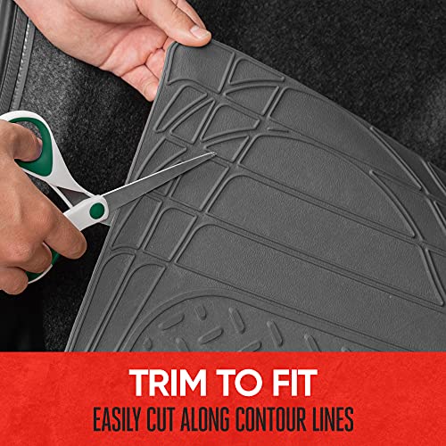 Motor Trend FlexTough Gray SUV Cargo Liner & Car Trunk Mat - Universal Trim-to-Fit All Weather Cargo Mats for Back of SUV - SUV Trunk Mat & Trunk Liner Floor Mat Cargo Cover - Trunk Cover - color: Gray