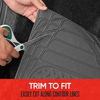 Motor Trend FlexTough Gray SUV Cargo Liner & Car Trunk Mat - Universal Trim-to-Fit All Weather Cargo Mats for Back of SUV - SUV Trunk Mat & Trunk Liner Floor Mat Cargo Cover - Trunk Cover - color: Gray