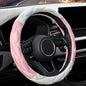 YOGURTCK Cute Diamond Soft Leather Steering Wheel Cover with Bling Bling Crystal Rhinestones, Universal 15 Inch for Women Girls, Fit Vehicles, Sedans, SUVs, Vans, Trucks - Light Pink and White - color: A-Baby Pink and White