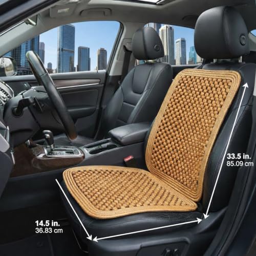 Wood Beaded Comfort Seat Cushion Seat Cover – Wooden Beaded Car Seat Cover – Natural Wood Double Strung Beads – Massage Comfort Car Chair Cushion– Universal SUV Auto Office Home - color: Natural