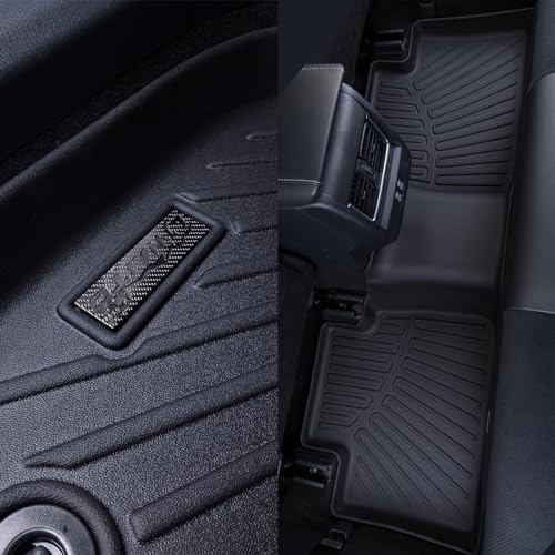 Floor Mats & Cargo Liners & Backrest Mat for 2014-2019 Toyota Highlander 7&8 Seats TPE All Weather Protection Car Floor Mats with Trunk Mat Covering The Backrest - size: 14-19丨highlander 7&8seat