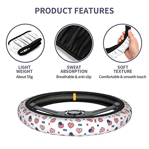 4th of July American Flag Steering Wheel Covers Universal 15 Inch Non Slip Neoprene Car Steering Wheel Protector Covers for Men Women - color: Black6