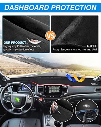 Cartist Dashboard Cover for 2019-2025 Honda Passport/ 2016-2022 Pilot/ 2017-2025 Ridgeline Accessories Dash Cover Mat Pad Anti-Slip Black(Without HUD) - size: Honda Passport 2019-2025
