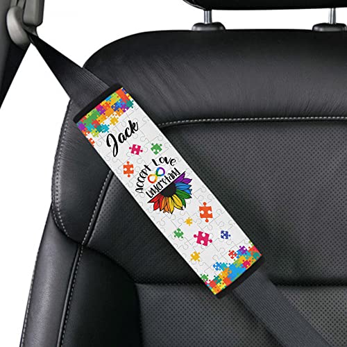 Accpet Love Understand Autism Awareness Seat Belt Cover for Kid Family Special Need Autistic Medical Alert Car Cushion Cover Support Autism Gift Personalized Name 32 - color: Type 3