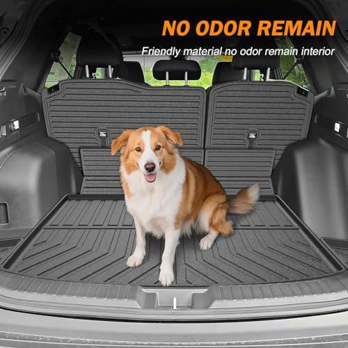 KUST Floor Mats Cargo Mat Set for Honda CR-V 2023-2025 2026 (Not for Hybrid), All Weather Cargo Trunk Liner Backrest Mat for CRV Accessories TPE Rubber Raised Edge (for Cargo in Lower Deck Position) - style: For │ CR-V 2023-2026 │ Full Set