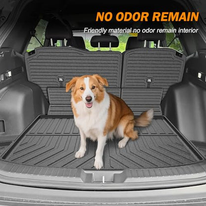 KUST Floor Mats Cargo Mat Set for Honda CR-V 2023-2025 2026 (Not for Hybrid), All Weather Cargo Trunk Liner Backrest Mat for CRV Accessories TPE Rubber Raised Edge (for Cargo in Lower Deck Position) - style: For │ CR-V 2023-2026 │ Full Set