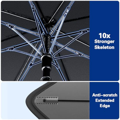 2026 Windshield Sun Shade Umbrella, Foldable Car Umbrella Sunshade with UV Block Car Front Window (Heat Insulation Protection) for Auto Windshield Covers Blackout Trucks Cars (Large)